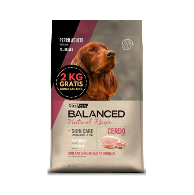 Balanced Perro Natural Recipe Cerdo 15 + 2kg
